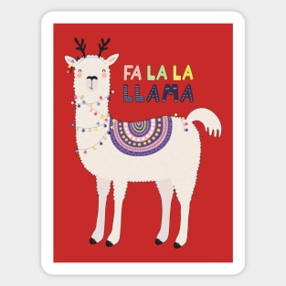 Fa La La La Llama Cute Funny Christmas Design Sticker